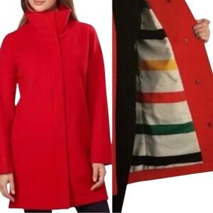 Pendleton Cascade Wool Red Water Resistant Campbell Coat Glacier Stripe Lining